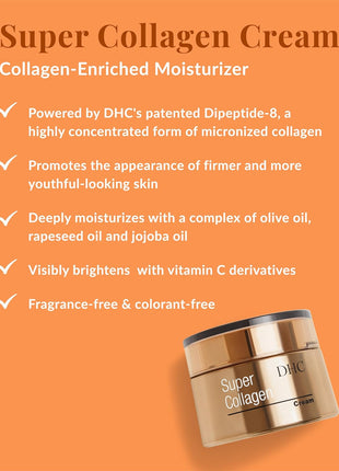 DHC Super Collagen Cream, Skin Plumping Anti-Aging Face Cream, 1.7 oz | Collagen-Boosting Moisturizer with Peptides and Vitamin C, Improves Skin Firmness and Brightness