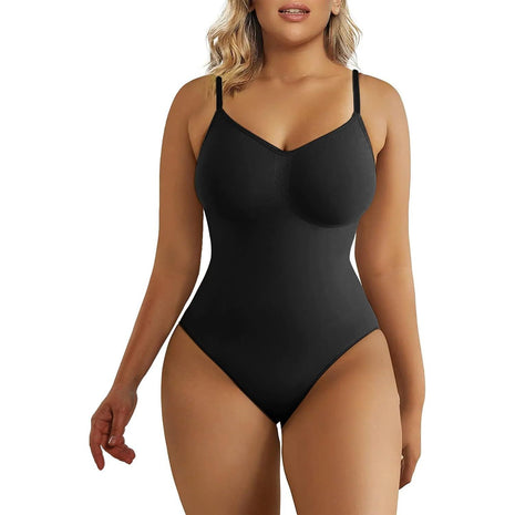 SHAPERX Women's Shapewear Bodysuit Tummy Control Body Shaper Seamless Sculpting Snatched Waist Body Suit,SZ5215-Black-S/M(One piece)