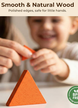 LovesTown 209 PCS Shapes Wooden Pattern Blocks for Kids | Geometric with Activity Cards, Storage Bag, Educational Tangram Puzzles, Great Learning Gift