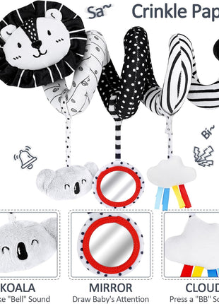 Joyreal High Contrast Baby Toys for Newborn, Black and White Baby Sensory Toys with Car Seat Toys,Infant Toys with Black White Cards Book, Montessori Toys for Baby Gifts