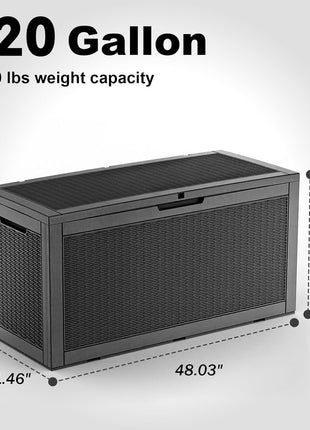100 Gallon Deck Box,Resin Outdoor Storage Box with Lockable for Patio Furniture, Pool Accessories, Garden Tools Waterproof Outside Storage Box, Black