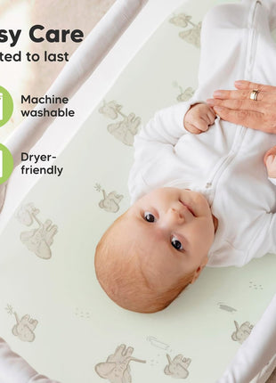 2-Pack Organic Bassinet Sheets for Girls, Boys - 100% Cotton Bassinet Mattress Sheets Compatible with Halo Bassinest Swivel Sleeper, Graco, Baby Delight, Chicco, Unisex Fitted Bassinet Sheets (Elly)
