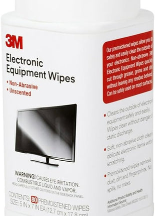 3M Antistatic Wipes, 80-Count Canister, Safe for Use on Most Electronic Devices (CL610)