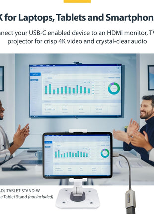 StarTech.com USB-C to HDMI Adapter, 4K 60Hz Video, HDR10, USB-C to HDMI Monitor Dongle, USB4 / Thunderbolt Compatible