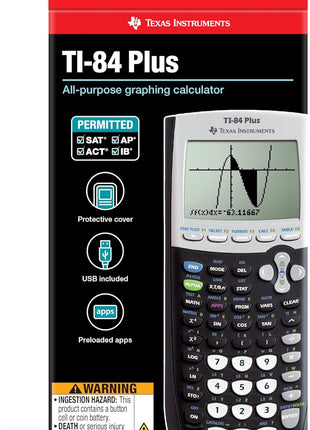 Texas Instruments TI-84 Plus Graphics Calculator, Black 320 x 240 pixels (2.8 inch diagonal)