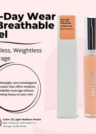 HAUS LABS BY LADY GAGA Triclone Skin Tech Hydrating + De-puffing Concealer with Fermented Arnica 22 Light Medium Peach