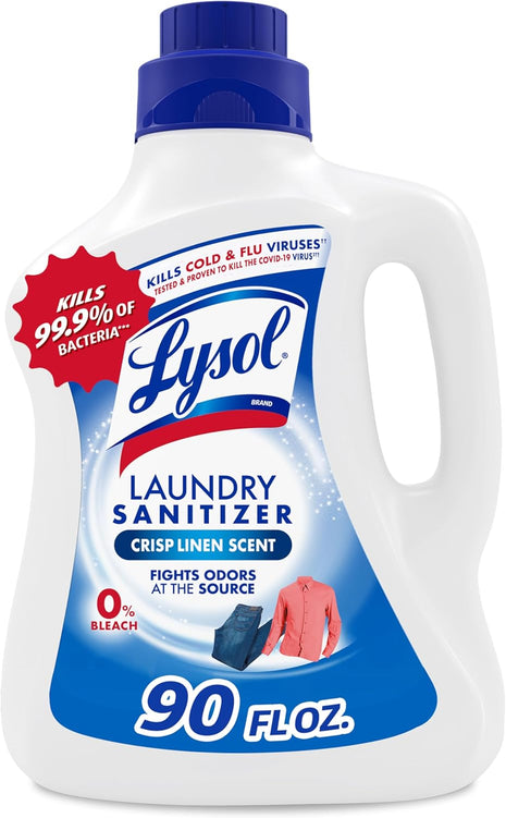 Lysol Laundry Sanitizer Additive, Bacteria Causing Laundry Odor Eliminator, Detergent Additive, Crisp Linen, 90oz