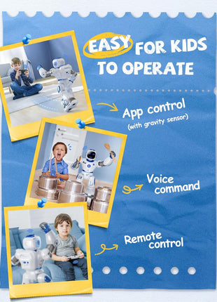 Ruko 1088 Smart Robot Toy for Kids, Large Programmable Interactive Gift | Support Remote Control & App Control & Voice Command, Birthday Gift for Boys & Girls Ages 4 5 6 7 8 9, Blue