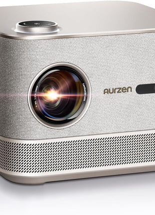 3-in-1 Outdoor Projector 4K Supported, AURZEN BOOM 3 Smart Projector with WiFi and Bluetooth, 3D DoIby Audio & 36W Speakers, Auto Focus & Keystone, Built in NetfIix App 500 ANSI Home proyector, Gold