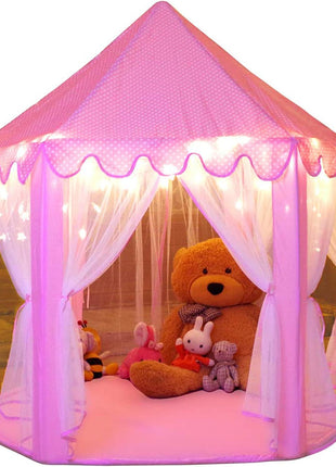Princess Tent Girls Large Playhouse Kids Castle Play Tent with Star Lights Toy for Children Indoor and Outdoor Games, 55'' x 53'' (DxH)