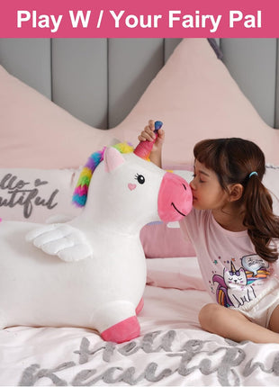 Bouncy Pals Toddler Unicorn Hopper Toy Girl Gift, Outdoor Ride Animal Horse | Kids Inflatable Bouncing Hopping Toy, Baby Plush Bouncer, Birthday Gift for 18 Month 2 3 4 Year Old Child Indoor Yard Outside