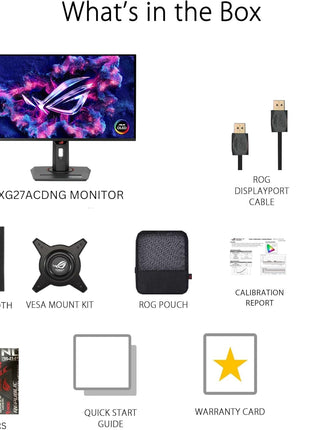 ASUS ROG Strix 26.5 inch 1440P QD-OLED Gaming Monitor (XG27ACDNG) -QHD (2560x1440), 360Hz, 0.03ms, Custom Heatsink, OLED Care+, G-SYNC Compatible, 99% DCI-P3, DisplayWidget, AI Gaming, 3yr Warranty