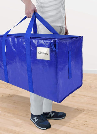 TICONN 6 Pack Extra Large Moving Bags Heavy Duty with Zippers & Carrying Handles, Durable Storage Bags Moving Boxes for Closet Organizers and Storage (6 Pack, Blue)