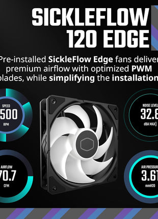 Cooler Master 360 Atmos Performance-Driven Close-Loop AIO Liquid Cooler, R9|Ultra 9, Dual Chamber aRGB Pump, 360 Radiator, Sickleflow Edge PWM Fans, AM5|4, Intel LGA 1851|1700 Platform