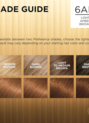 L'Oreal Paris Superior Preference Luminous Fade-Defying Permanent Hair Color, Hair Dye For Up to 9 Weeks of Radiance, Light Amber Brown 6AM, 1 Hair Dye Kit