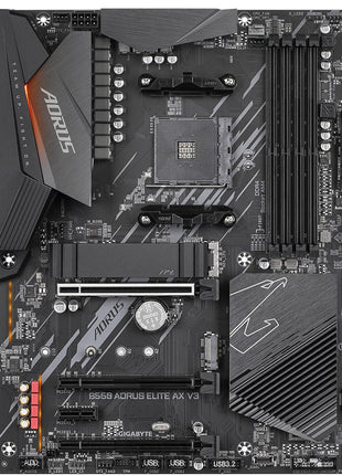 GIGABYTE B550 AORUS Elite AX V3 AMD AM4 ATX Motherboard, Supports Ryzen 5000/4000/3000 Processors, DDR4, 12+2 Power Phase, 2X M.2, PCIe 4.0, WIFI6, 2.5 GbE LAN, Front USB-C, Q-Flash Plus, RGB Fusion