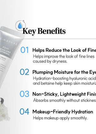 S.NATURE Aqua Squalane Panthenol Eye Cream for Face Balm 025ml | Eye Balm, Bags Under Eyes, Hydration, Nourishing | 0.85Fl Oz
