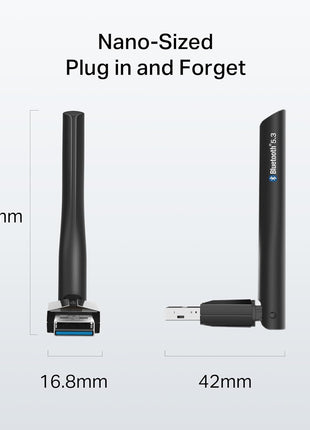TP-Link USB Bluetooth Adapter for PC, Bluetooth 5.3 Long Range Receiver, Plug and Play, Adjustable Antenna, Supports Windows 11/10/8.1/7 for Desktop, Laptop, Keyboard, Mouse, etc (UB500 Plus)