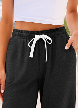 AUTOMET Sweatpants Women with Pockets Lounge Pajama Pants Work Joggers Fall Clothes Winter Business Casual Outfits 2025 Black L