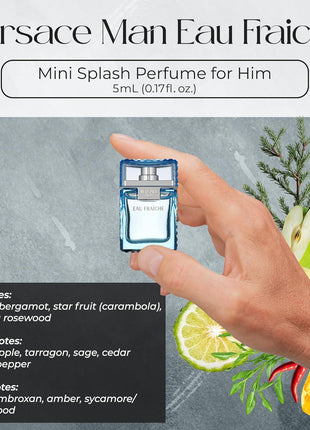 Versace Cologne for Men Set of 4 Mini Eros, Pour Homme, Dylan Blue, Eau Fraiche Perfume for Men Fragrance Sampler Set - Designer Mens Cologne Samples (4 Count, 0.17 oz)