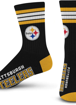 For Bare Feet Men's NFL 4-Stripe Deuce Performance Crew Socks