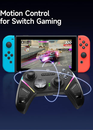 EasySMX D10 Wireless Game Controller – TMR Anti-Drift Joysticks, Dual-Mode Triggers, 1000Hz Polling, Mechanical Buttons, RGB – Bluetooth Gamepad for PC/Switch/Switch2/iOS/Android with Charging Dock