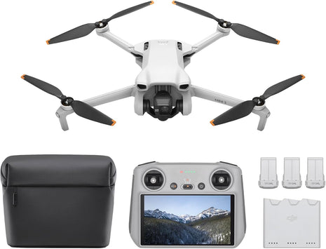 DJI Mini 3 Fly More Combo With DJI RC, 3 Batteries | Lightweight Camera Drone With 4K HDR Video, 114-Min Flight Time, Vertical Shooting, 32800ft (10km) Video Transmission