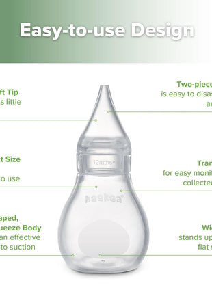 Haakaa Silicone Baby Nasal Aspirator | Nose Bulb Syringe | Easy-Squeezy Baby Nose Cleaner, Newborn Infant &Toddler - BPA Free Silicone
