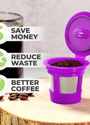 Perfect Pod Café Save Reusable K-Cup Coffee Filter Capsules, 4 Pack | Refillable 1-Stream Cups, Built-In Mesh Strainers, 100% BPA Free, Compatible with Keurig and Select Single-Serve Brewers