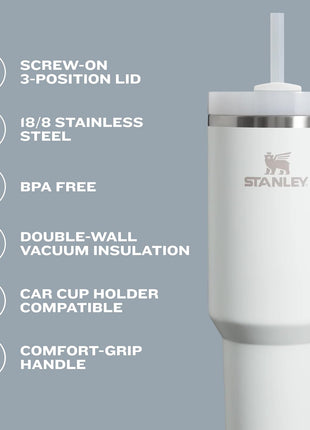 STANLEY Quencher H2.0 Flow State Tumbler, 40 oz, Black Chroma | Handle and Straw | 3-Position Lid | Cup Holder Compatible for Travel | Insulated Stainless Steel Cup | BPA-Free