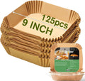 Large Air Fryer Disposable Paper Liners Square 9 Inch, 125 Pcs Parchment paper liner for 5 8QT Air fryer, Oil proof, Water proof, Parchment Baking Paper for Baking Roasting Microwave