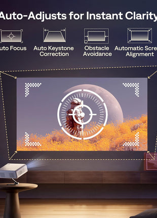 Aurzen EAZZE D1G 4K Supported Google TV Smart Projector with WiFi & Bluetooth, Auto Focus & Keystone, Dolby Audio, Zoom, Movie, Portable Mini Projector for Home & Outdoor Use