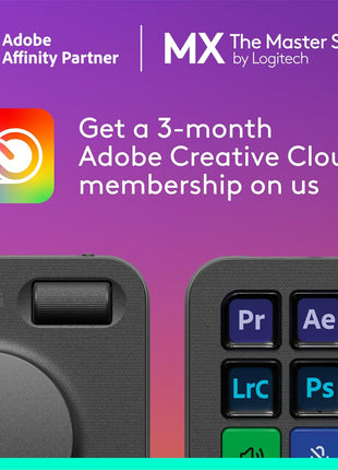 Logitech MX Creative Console, 9 Customizable LCD Keys, Stream Deck Accessories,Connectivity Technology USB-C, Control Dial for Graphic Design, Zoom, Spotify - Graphite, 3-Month Adobe Cloud Membership
