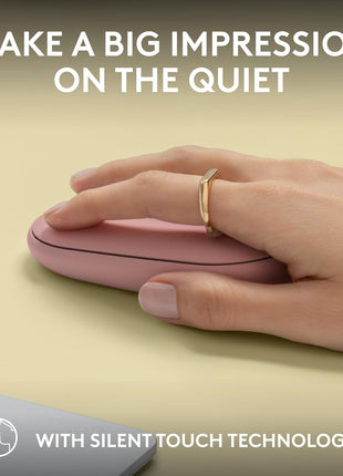 Logitech Pebble Mouse 2 M350s Slim Bluetooth Wireless Mouse, Portable, Lightweight, Customizable Button, Quiet Clicks, Easy-Switch for Windows, macOS, iPadOS, Android, Chrome OS - Tonal Rose