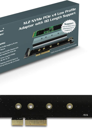 VANTEC M.2 NVME PCIE X4 Low Profile Adapter with 110 Length Support