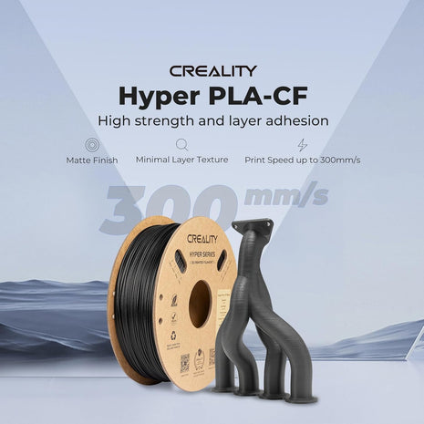 Creality 3D Printer Filament PLA Carbon Fiber Filament 1.75mm for K1C, Hyper PLA-CF for High Speed 50-300mm/s, 1kg(2.2lbs)/Spool, Dimensional Accuracy  0.03 mm (Black)
