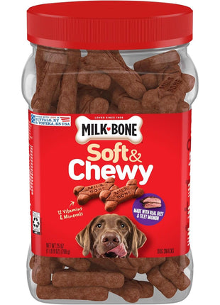 Milk-Bone Soft & Chewy Dog Treats, Beef & Filet Mignon Recipe, 25 Ounce