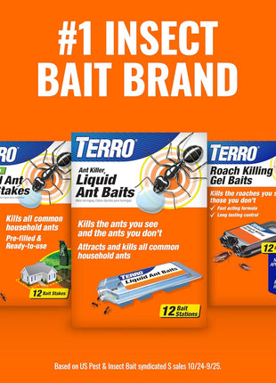 TERRO Indoor Liquid Ant Baits with Adhesive Strips for Discreet Baiting - TERRO Ant Trap and Bait Station - 4 Pack - T334B