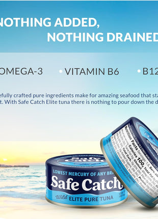 Safe Catch Canned Wild Tuna Fish, Wild Caught, Lowest Mercury, Gluten-Free, Kosher, Non-GMO, Whole30 Approved, Paleo, Keto Food, 5oz Can, 12-Pack