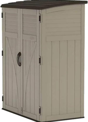 Suncast 54 Cubic Feet Vertical Storage Shed with Durable Plastic Construction, Multiple Wall Panels and Ample Space for Outdoor Storage