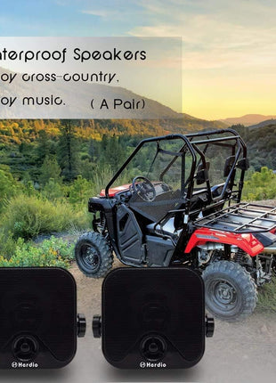4 Inches Heavy Duty Waterproof Boat Marine Box Outdoor Speakers Surface Mounted for Skid Steer ATV UTV RZR Golf Cart Tractor Powersports Boat Truck Jeep