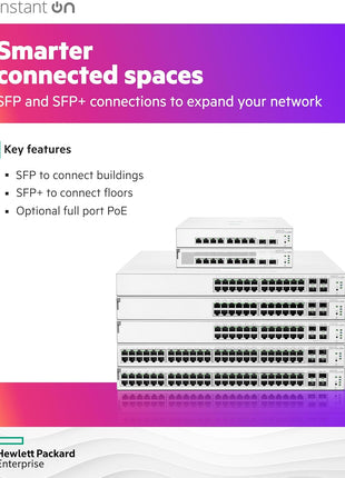 HPE Networking Instant On Switch Series 1930 48-Port Gb Smart-Managed Layer 2+ Ethernet Switch | 48x 1G | 4X SFP+ | US Cord (JL685A#ABA)