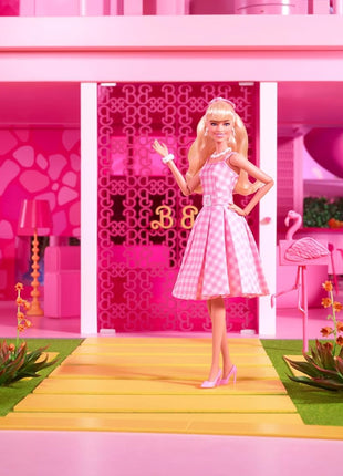 Barbie The Movie Doll, Margot Robbie as, Collectible Doll Wearing Pink and White Gingham Dress with Daisy Chain Necklace