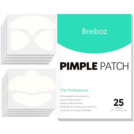 Full Face Pimple Patches (5 Pack, 25 Patches),XL Hydrocolloid Acne Patches for Whole Face,Nose,Chin,Forehead,Cheeks w/Tea Tree Oil&Salicylic Acid,Large Invisible Zit Patches for Overnight Blemish Care