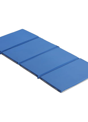 ECR4Kids Everyday Folding Rest Time Mat, 4-Section, 1in, Sleeping Pad, Blue/Grey
