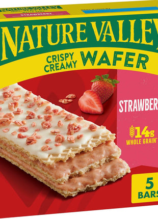 Nature Valley Crispy Creamy Wafer Bars, Strawberry, Whole Grain, 5 Bars, 6.5 oz