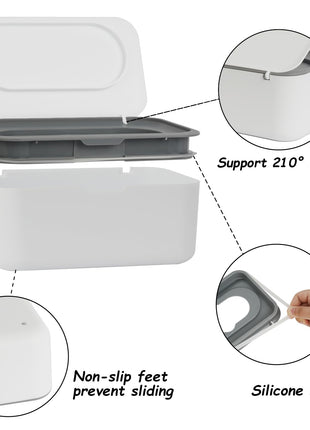 Wipes Dispenser, Wipe Holder for Baby & Adult, Seposeve Refillable Baby Wipe Container, Keeps Wipes Clean. Non-Slip, Easy Pull Wipes Pouch Case, Grey