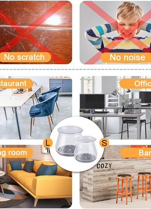 32 Pcs Chair Leg Floor Protectors - Silicone Felt Pads, Scratch-Proof & Noise-Free, Easy Smooth Moving, Large Size (Fits Round Chair Legs: 1-5/16 inch to 2 inch Diameter)