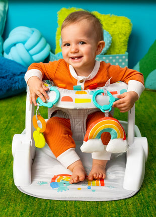 Bright Starts Learn-to-Sit Baby Floor Seat, 2-Positions Grow with Infant, Portable Baby Chair, Includes Sensory Toys, Unisex, 4-12 Months, Playful Paradise