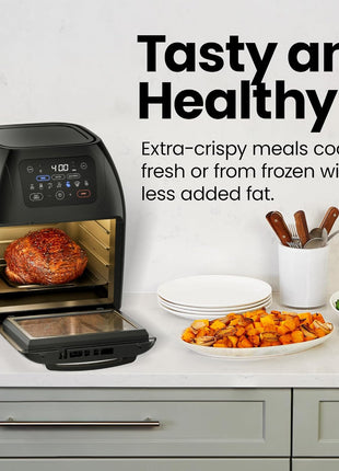CHEFMAN Multifunctional Digital Air Fryer+ Rotisserie, Dehydrator, Convection Oven, 17 Touch Screen Presets Fry, Roast, Dehydrate, Bake, XL 10L Family Size, Auto Shutoff, Large Easy-View Window, Black